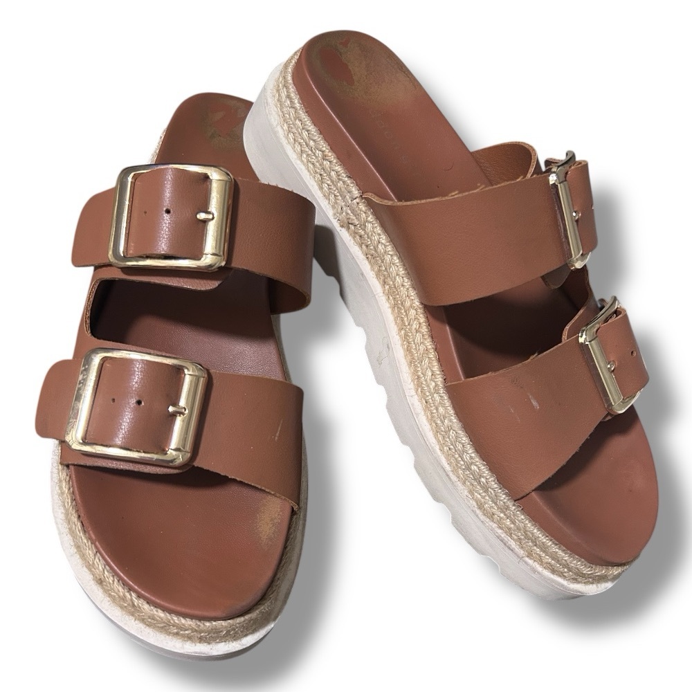 Madden Girl Mythical Espadrille Wedges Women’s Sandals in Dark Caramel Size 9